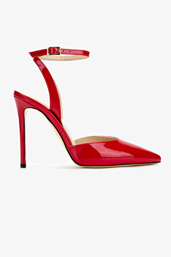 Valmenti Women's Genuine Leather Red Patent Leather Heeled Shoes