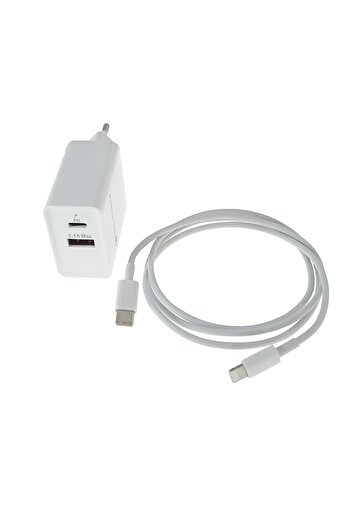 OEM Kit incarcator retea QC 3.0 PD 3.4A, 2 porturi USB-C si USB, cu cablu USB-C tata la tip lightning