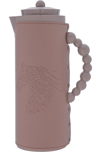 Alsaif Gallery Royal 7T Thermos from Saif Gallery, 1 liter, leather cover, horse print, glass inner holder, plastic