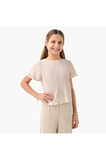 Juniors Pleated Top and Pants Set