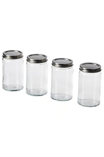 IKEA Spice jar, clear glass/stainless steel, 35 cl 4 pack