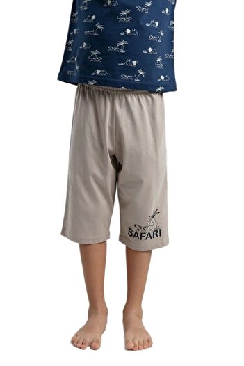 Rolypoly Boy's Navy Blue Waiter Bbermuda Pajama Suit 3558