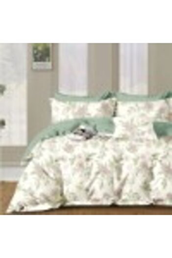 Pucioasa Lenjerie de pat 1 persoana percale cu design floral botanic, bumbac 100%, cearceaf pilota 150x220cm
