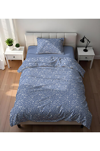 Evmila Double Sided Floral Patterned - Printed Single Duvet Cover Set