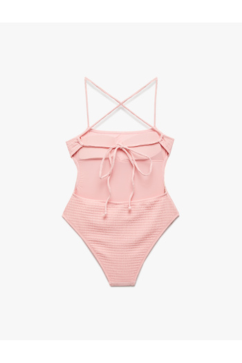 Koton Textured Swimsuit with Cross Thin Straps