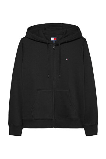 Tommy Hilfiger Čierny obyčajný sveter s kapucňou a dlhým rukávom