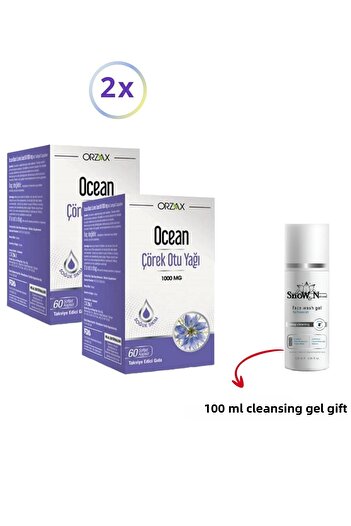 Ocean 1000 Mg 60 Capsules Black Cumin Oil - Food Supplement & Facial Cleansing Gel (2 Pieces & 1 Piece)