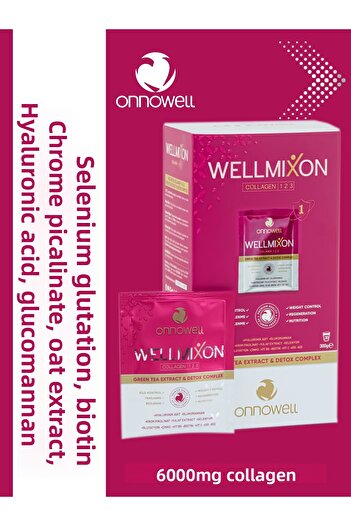 ONNOWELL Wellmixon 30's Type 1-2-3 Collagen, Glucomanan, Glutathione, Calcium, Oats Extract, Magnesium