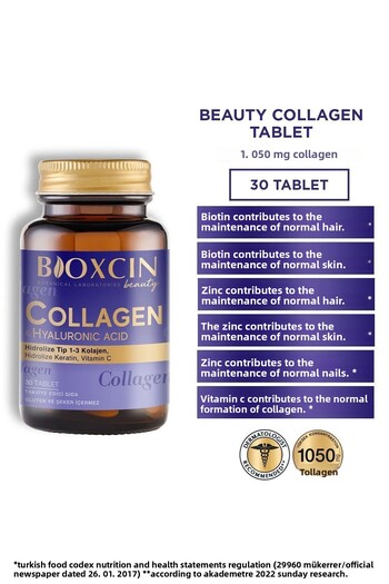 Bioxcin Beauty Collagen 30 Tablets - Type1 Type 3 - 5 Pack Hydrolyzed Collagen