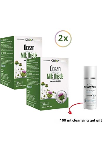 Ocean Milk Thistle 30 Tablets - Milk Thistle Content, 2 Pieces and 1 Piece 100 Ml Face Washing Gel Gift Set 777