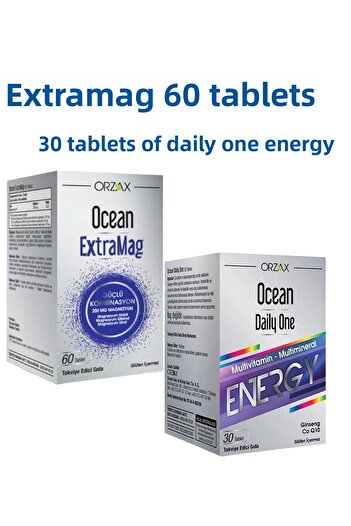 Ocean Extramag - Triple Magnesium 60 Tablets, Daily One Energy 30 Tablets and Facial Cleansing Gel Set 1131