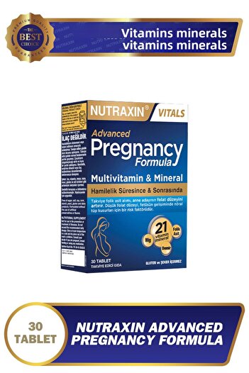 Nutraxin Advanced Pregnancy Formula 30 Tablets 21 Vitamins & Minerals