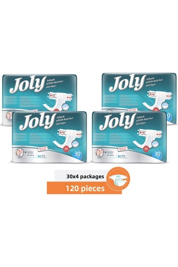 Joly Adult Patient Diapers with Flexible Waistband Medium 120 Pieces (4X30) Textile Surface