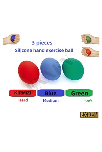 Exxen 3 Stiffness Silicone Hand Wrist Finger Strengthening, Hand Stress Exercise Ball After Surgery 3-Piece