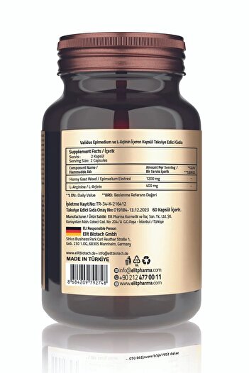Validus Horny Goat Weed 1200 Mg + L-Arginine 400 Mg 60 Capsules