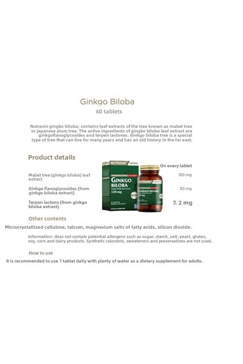 Nutraxin GinkgoBiloba60 Tablets -VitaminB Complex with Selenium,BiotinandVitaminMax (c, D, Zinc)