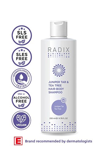 Radix Juniper Tar Tea Tree Hair Body Shampoo - Hair and Body Shampoo, 200ml, with Juniper Tar and Tea Tree Extract