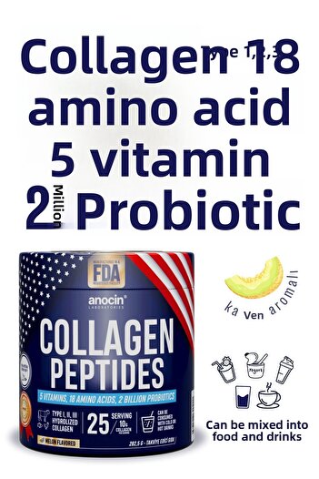 anocin Collagen Peptides+18 Amino Acids+5 Vitamins+2 Billion Probiotics, 100% Pure and Natural Collagen Peptide