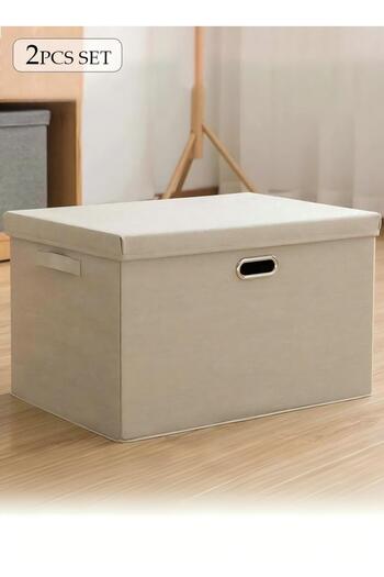 Generic 2 Pcs Wardrobe Clothing Storage Box Foldable Fabric Storage Box Organizer Basket Handle Divider
