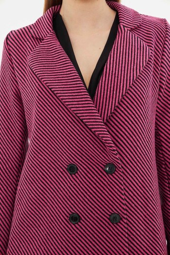 armonika Jachetă cu patru nasturi cu model cu dungi fucsia pentru femei ARM-24K001037