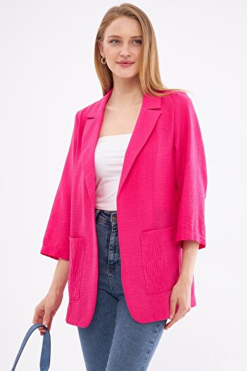 armonika Fuchsia Leinen Oversize Jacke - Taschen, Damen, ARM-24Y001065
