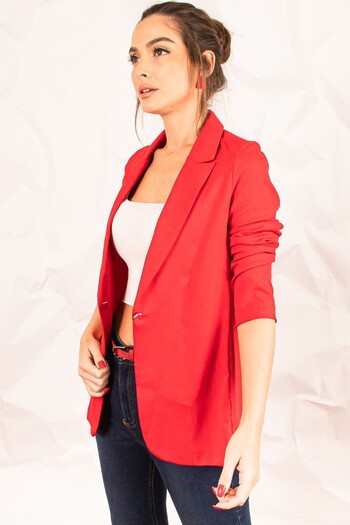 armonika Women's Red Single Button Jacket ARM-20K001020