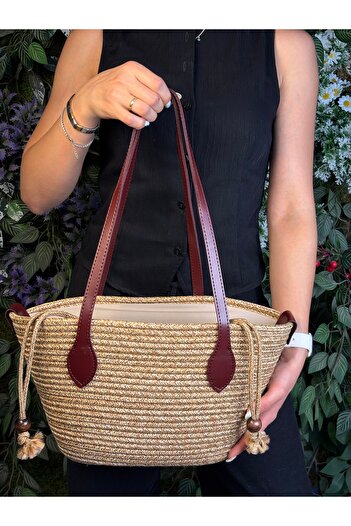 MaVaux Miami Straw Look Special Handle Inner Lined Shoulder Bag