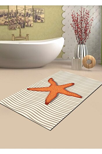 Ardizayn Starfish, 80x120cm Non-Slip, Non-Spill, Cotton Woven Base Bath Rug, Bath Mat