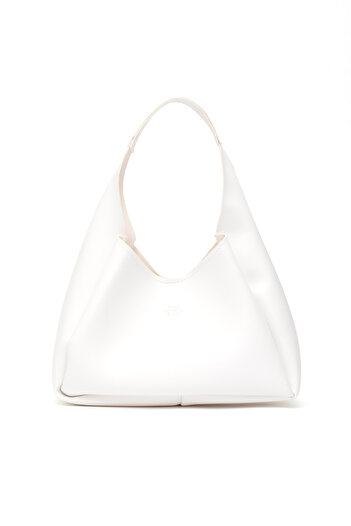 SHAKA White Shk19 Faux Leather, Snap Closure, Single Compartment, Zipper Makeup Bag, Hand, Arm and Shoulder Bag