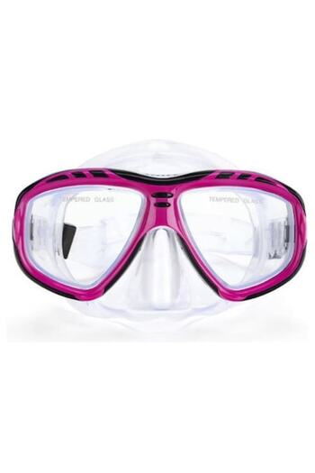 TRINAR Swimming goggles for adults with nose protection, pink, adjustable silicone strap, transparent lens,