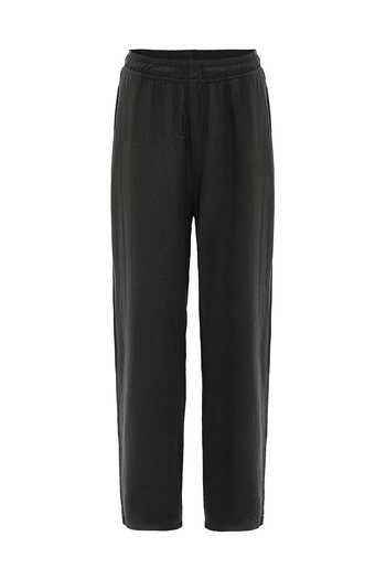 VAMOSCLO Baggy Fit Muslin Linen Trousers Anthracite