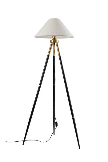 Apliqa Cosby Siyah-Eskitme Kaplamalı Tripod Metal 3 Ayaklı Lambader