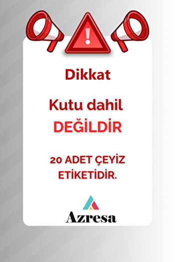 Azresa Çeyiz Kutusu İçin Şık Çiçekli  Etiket Seti - 20'li