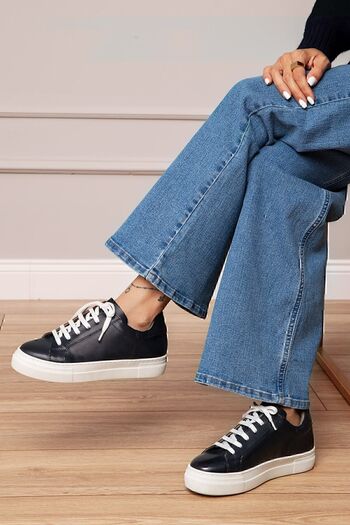 Deery Γυναικεία παπούτσια Sneaker από γνήσιο δέρμα Navy Blue