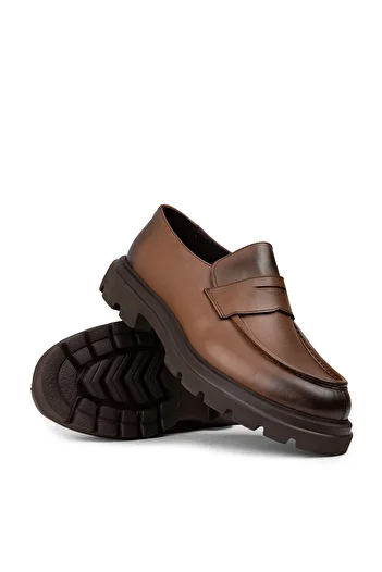 Deery Men's Genuine Leather Tan Color Loafers
