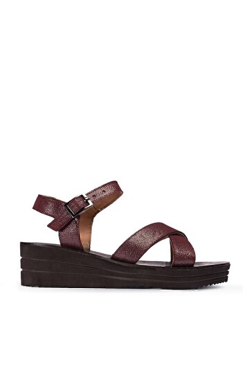Deery Genuine Leather Claret Red Women's Sandals