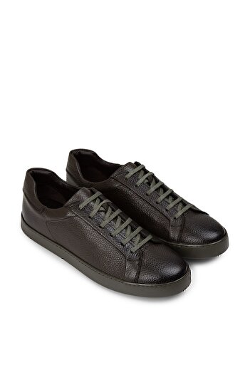 Deery Genuine Leather Khaki Color Men's Sneakers