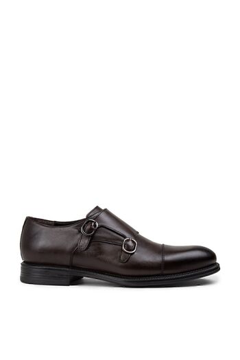 Deery Genuine Leather Brown Double Buckle Men's Classic Shoes