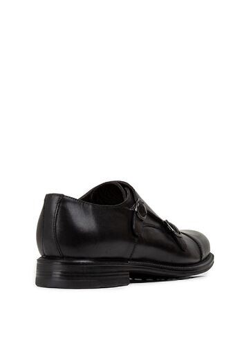 Deery Genuine Leather Double Buckle Black Men's Classic Shoes