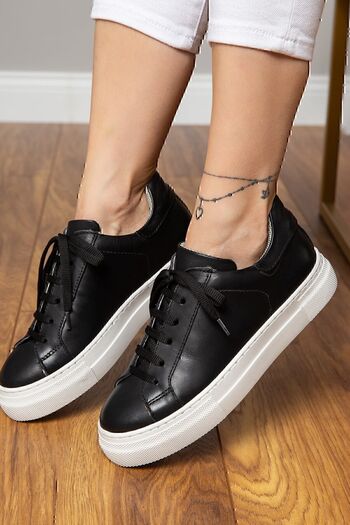 Deery Μαύρο Γυναικείο Sneaker από Γνήσιο Δέρμα