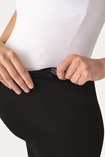 Arma Yıldız Over the Knee Biker Stretchy Adjustable Waist Short Maternity Leggings Black