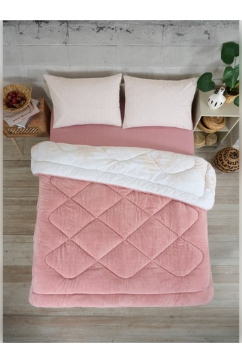 Sudem Home Collection Double Double Sided Luxury Welsoft Elite Quilt Soft Fleece Quilt and Pillow Case Alena Powder