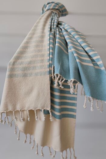 Sevim 100% Cotton Sunbed Towel-Beach & Pool Towel - Beach Cover 80X190 Cm-Turquoise Peshtemal