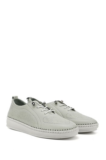 GÖNDERİ(R) Women / Girls Water Green Rubber Laced Genuine Leather Comfort Shoes