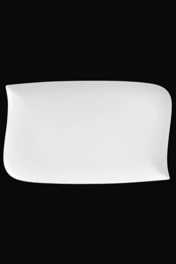 Secret de Gourmet Wave Design Rectangular Shape Dinner Plate White 33 x 20cm