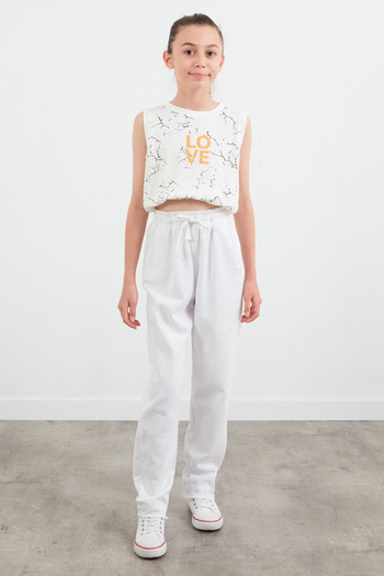 Fulla Moda Elastic Waist Tasseled Trousers