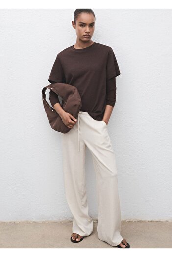 MANGO Woman Straight Cut Trousers with Lace-Up