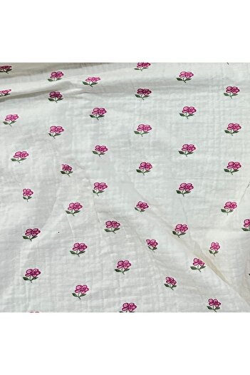 Butik 100% Cotton Double Layer Muslin Fabric – Mini Floral Pattern, Breathable Soft Texture