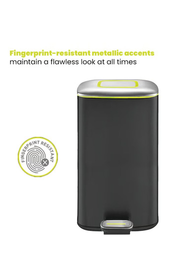 EKO Regent 20l Pedal Bin – Charcoal Black, Soft-close Lid, Fingerprint-resistant Stainless Steel