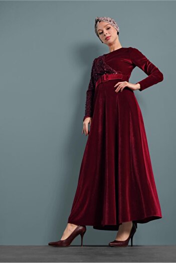 Alvina Pullu Velour Dress 40299